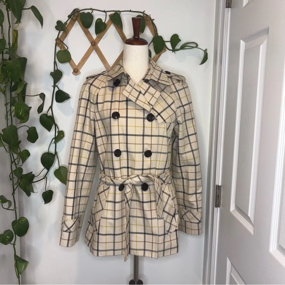 COACH Tattersall Short Trench Coat - Picture 1 of 10